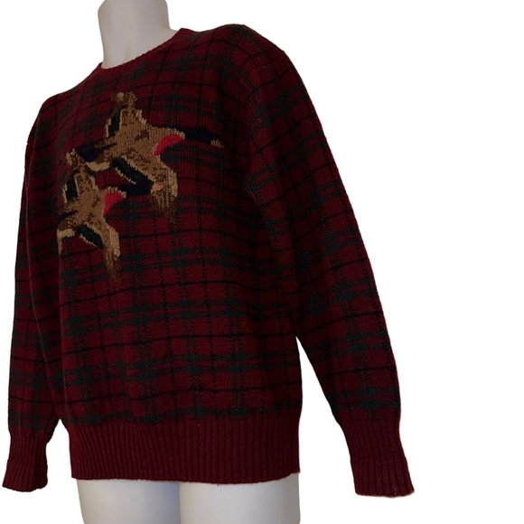 Rare Vintage Ralph Lauren Mallard Duck Sweater Mens L Wool Plaid Christmas - Picture 5 of 11